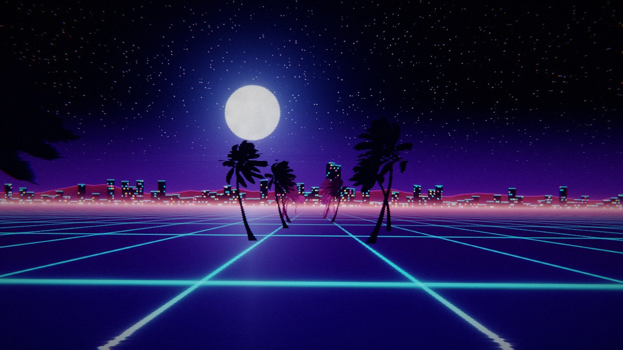 moonrise over the neon grid